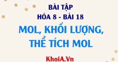 Bài tập về Mol, Khối lượng mol và thể tích mol của chất khí - Hóa 8 bài 18